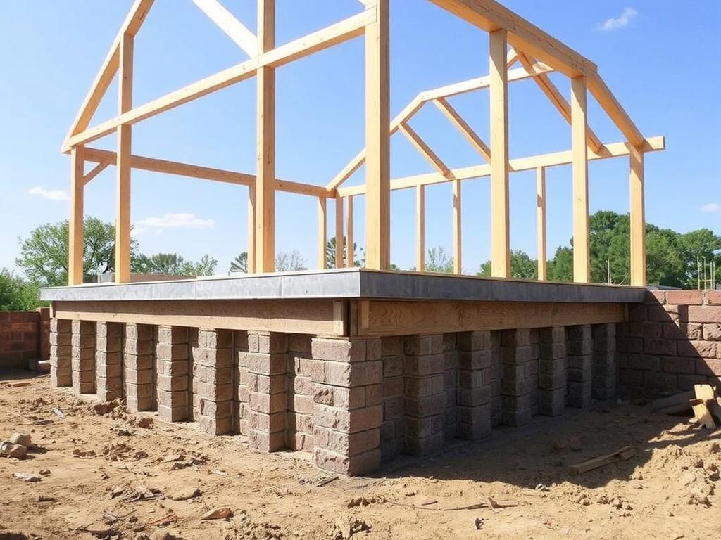 Foundation on screw piles for a frame houseфото